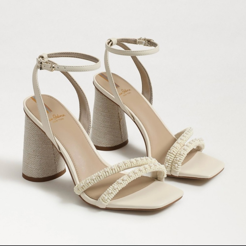 Sam Edelman Cream Beaded Heels